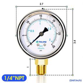 img 3 attached to 🔩 Жидкостный датчик давления из нержавеющей стали (0-30 PSI) от Tailonz Pneumatic