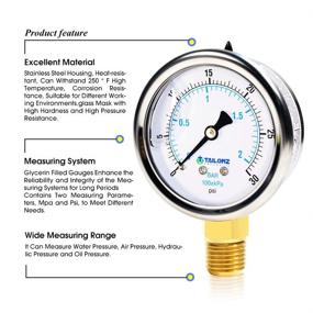 img 2 attached to 🔩 Жидкостный датчик давления из нержавеющей стали (0-30 PSI) от Tailonz Pneumatic