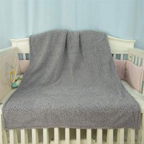 img 2 attached to 💤 BlueSnail Crib Minky Blanket with Plush Shepra Fleece Layer for Toddler - Navy+Light Gray (40Wx 60L): Cozy and Stylish Bedding for Your Little One