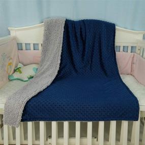 img 3 attached to 💤 BlueSnail Crib Minky Blanket with Plush Shepra Fleece Layer for Toddler - Navy+Light Gray (40Wx 60L): Cozy and Stylish Bedding for Your Little One