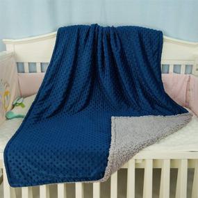 img 1 attached to 💤 BlueSnail Crib Minky Blanket with Plush Shepra Fleece Layer for Toddler - Navy+Light Gray (40Wx 60L): Cozy and Stylish Bedding for Your Little One