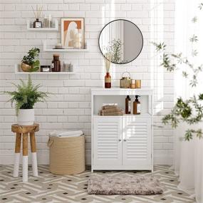 img 2 attached to 🚪 Organize Your Bathroom with VASAGLE Double Shutter Door Floor Cabinet - White