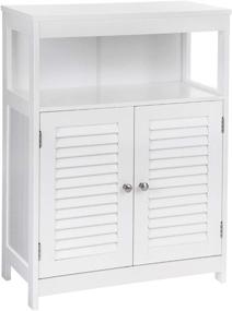 img 4 attached to 🚪 Organize Your Bathroom with VASAGLE Double Shutter Door Floor Cabinet - White