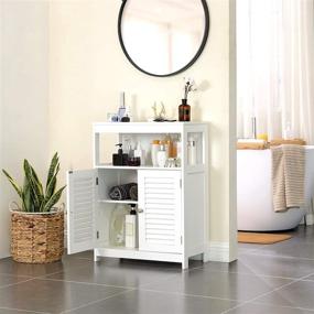 img 3 attached to 🚪 Organize Your Bathroom with VASAGLE Double Shutter Door Floor Cabinet - White