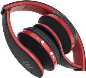 img 2 attached to 🎧 Yusonic Foldable Bluetooth Headphones - Wireless Stereo Headset with Built-in Mic for Kids and Adults - Compatible with Cell Phones, TV, PC, Gaming Laptop, and Airplane - Black+Red