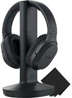 sony wireless rf home theater tv headphones with transmitter - extended 150-ft wireless range, enjoy up to 20 hours of play time (black) + zonoz microfiber cleaning cloth bundle logo