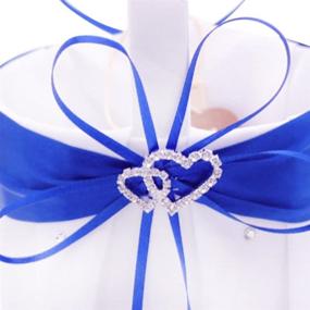img 1 attached to 🌊 AmaJOY Royal Blue and White Beach Wedding Flower Girl Basket: Double Heart Rhinestone Decor - Set of 2
