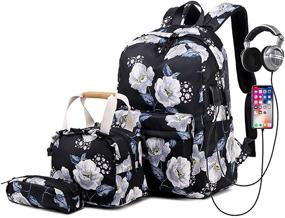 img 4 attached to 🎒 Рюкзак Lmeison Floral: Стильный холстяной рюкзак с цветочным принтом и отделением для ноутбука 15 дюймов для девочек-подростков.