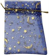 🎁 100pcs blue sheer organza drawstring pouches with stars and moon, wedding gift bags, 4x5 inches by sungulf logo