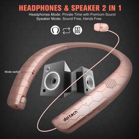 img 3 attached to 🎧 2-in-1 Bluetooth Headphones Speaker, Doltech Neckband Wireless Bluetooth 4.1 Headset with Retractable Earbuds, True 3D Stereo Sound, Sweatproof, Call Vibrate Alert, Built-in Mic - Rose Gold