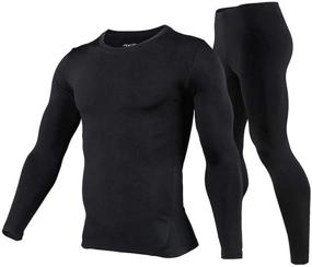 img 4 attached to 🔥 Warm up with our Men's Thermal Underwear Set - Stay Cozy in Cold Weather with Long Johns & Winter Skiing Warm Top and Bottom Set