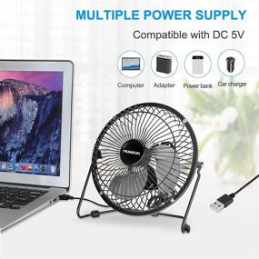 img 3 attached to 💨 Compact Metal USB Desk Fan - 6-Inch Mini High Velocity Personal Fan for Office, Bedroom, Home - 2 Speed, 360° Tilt Angle, Quiet Operation