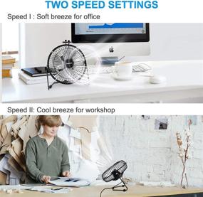 img 2 attached to 💨 Compact Metal USB Desk Fan - 6-Inch Mini High Velocity Personal Fan for Office, Bedroom, Home - 2 Speed, 360° Tilt Angle, Quiet Operation