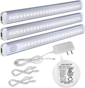 img 4 attached to 🔆 Dimmable LED Under Cabinet Lighting - GONOTO 3 Pack Under Cabinet Lights with Hardwired 120V ETL Adapter, Tool-Free Installation, Kitchen Accent Lights, Touch On/Off/Dimmer, Natural White 4000K