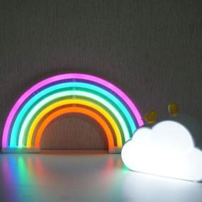 img 2 attached to 🌈 Miaro Rainbow Neon Sign: Fabulous Good Luck Night Light for Girls' Room, Party Décor, or Bedroom Ambiance - Battery/USB Operated