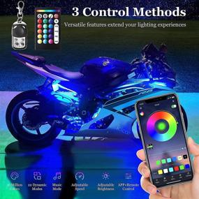 img 3 attached to 🏍️ ICICAR 12pcs RGB Motorcycle LED Light Kit with App Control, Music Mode, Brake Light Function, IP68 Waterproof - Dual Remote, 16 Million Colors Motorcycle Lights