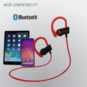 img 2 attached to 🎧 Volkano Wireless Workout Earphones - Over Ear Hook for Running, 3HR Playback & Micro USB Charger, Inline Control - Race Series [Red/Black]