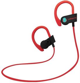 img 4 attached to 🎧 Volkano Wireless Workout Earphones - Over Ear Hook for Running, 3HR Playback & Micro USB Charger, Inline Control - Race Series [Red/Black]