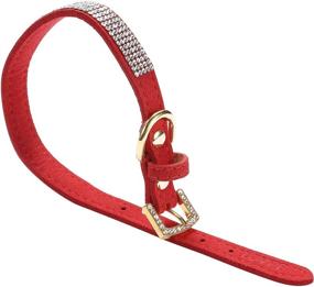 img 1 attached to 🐶 S, Red - LOVPE Rhinestone Dog Collar with Golden Diamond Buckle and Crystal Diamond Detailing - Sparkling and Stylish Pet Collar for Small Dogs and Cats