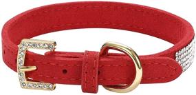 img 2 attached to 🐶 S, Red - LOVPE Rhinestone Dog Collar with Golden Diamond Buckle and Crystal Diamond Detailing - Sparkling and Stylish Pet Collar for Small Dogs and Cats