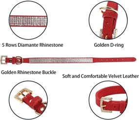 img 3 attached to 🐶 S, Red - LOVPE Rhinestone Dog Collar with Golden Diamond Buckle and Crystal Diamond Detailing - Sparkling and Stylish Pet Collar for Small Dogs and Cats