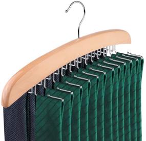 img 4 attached to Efficiently Organize 24 Ties with SunTrade Wooden Tie Hanger - Beige, 24 Hooks