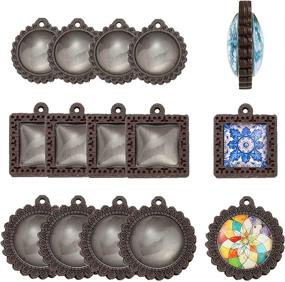 img 4 attached to 📿 Bezel Pendant Trays Round Wooden and Glass Cabochon Clear Dome for DIY Crafting Photo Jewelry Making ToBeIT