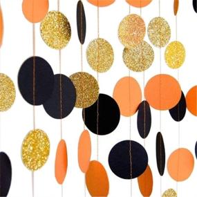 img 1 attached to 🎉 Hangnuo Circle Dots Paper Garland Backdrop Banner - Stunning Black, Orange, and Glitter Gold Theme for Wedding and Baby Shower Décor