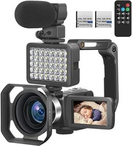 img 4 attached to 🎥 4K Camcorder Video Camera for YouTube Live Streaming - 56MP Vlogging Camera with External Microphone, IR Night Vision, 16X Digital Zoom, WiFi Remote Control - Easy-to-Use Video Recorder