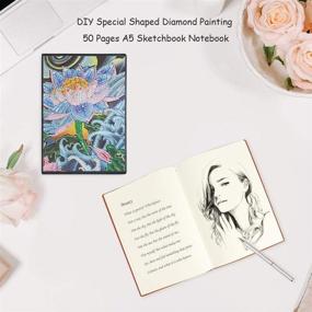 img 1 attached to 5D DIY Diamond Painting Notebook Diary Book Sketchbook Special Shaped Diamond Painting Rhinestone A5 Book 50 Pages Blank Book Mosaic Gifts Drawing Book (Lotus)