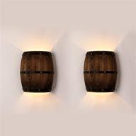 🍷 enhanced seo: newrays vintage 2-pack wooden wine barrel wall sconce light fixture - up and down indoor wall lamps for bar area with steampunk theme логотип