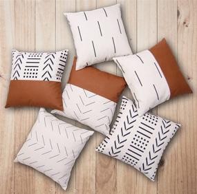 img 4 attached to Set of 6 EFOLKI Boho Throw Pillow Covers 18x18 for Couch and Bed- Boho Decor for Winter Home, Bedroom, and Living Room Farmhouse - Winter Decorations for Home, Decorative Throw Pillows Covers