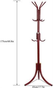 img 3 attached to HTTH Standing Entryway Coat Rack Hat Hanger Holder 12 Hooks - Stylish Wine Red Tree Stand for Jackets, Umbrellas, and Home Décor