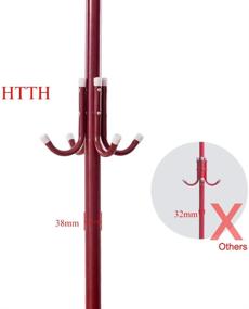img 1 attached to HTTH Standing Entryway Coat Rack Hat Hanger Holder 12 Hooks - Stylish Wine Red Tree Stand for Jackets, Umbrellas, and Home Décor