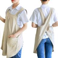 👩 zakicol women's cross back apron: practical cotton/linen blend with dual pockets - ideal for baking, gardening, and cleaning works logo