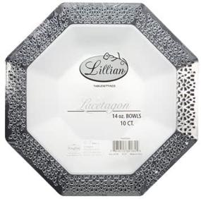 img 3 attached to 🍽️ Набор из 10 пластиковых чашек Lillian Tablesettings Silver Lacetagon объемом 14 унций