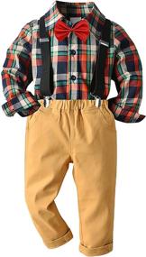 img 3 attached to 👦 Nwada Clothing Suspender Toddlers Burgundy Boys' Clothing Sets - Stylish and Versatile Outfits for Your Little Gentleman