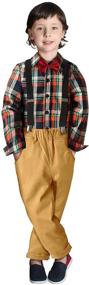 img 2 attached to 👦 Nwada Clothing Suspender Toddlers Burgundy Boys' Clothing Sets - Stylish and Versatile Outfits for Your Little Gentleman