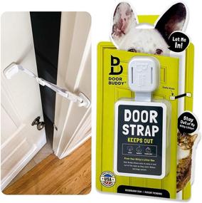 img 4 attached to Door Buddy Adjustable Door Strap and Latch - Grey: The Ultimate Solution to Dog-Proofing your Litter Box and Cat Feeder