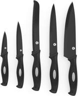 🔪 vremi 10 piece black knife set - complete kitchen knives with sheath covers - chef, carving, utility, and paring knives - magnetic set with matching black case logo