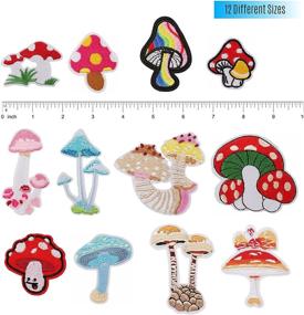 img 2 attached to 🍄 Set of 12 Mini Mushroom Iron-On Patches for Clothing, Embroidered Patch Kit Ideal for Jeans, Backpacks, Hats, and More - Arts, Crafts, DIY