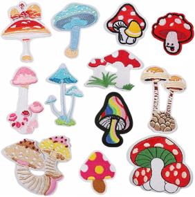 img 4 attached to 🍄 Set of 12 Mini Mushroom Iron-On Patches for Clothing, Embroidered Patch Kit Ideal for Jeans, Backpacks, Hats, and More - Arts, Crafts, DIY