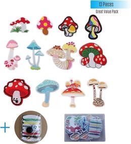 img 3 attached to 🍄 Set of 12 Mini Mushroom Iron-On Patches for Clothing, Embroidered Patch Kit Ideal for Jeans, Backpacks, Hats, and More - Arts, Crafts, DIY