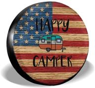 🚐 14 inch happy camper spare tire cover for jeep wrangler rv suv camper travel trailer accessories - sunscreen dustproof wheel cover logo