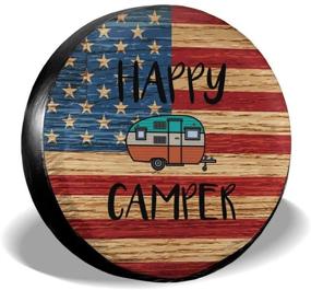 img 4 attached to 🚐 14 Inch Happy Camper Spare Tire Cover for Jeep Wrangler RV SUV Camper Travel Trailer Accessories - Sunscreen Dustproof Wheel Cover