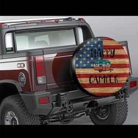 img 3 attached to 🚐 14 Inch Happy Camper Spare Tire Cover for Jeep Wrangler RV SUV Camper Travel Trailer Accessories - Sunscreen Dustproof Wheel Cover