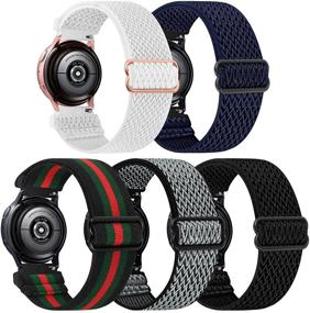 img 4 attached to 📱 Premium 5 Pack Stretchy Nylon Bands Compatible with Samsung Galaxy Watch Active 2, Galaxy Watch, Gear S2 - Stylish Fabric Wristbands in 20mm Width