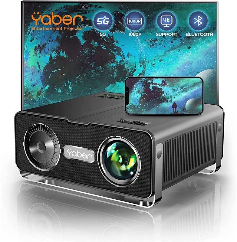 Mini Projector with WiFi and Bluetooth 5.1, 9500L Portable Movie Projector  1080P and 4K Supported, YABER V5 2023 Updated Mini Home Theater Projector