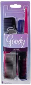 img 2 attached to 👨 Goody Hair Products Family Set of 6 Combs - Assorted Colors - 1 Pack: Complete Hair Care Solution for the Whole Family