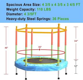 img 1 attached to SZBOB Toddler Trampoline with Enclosure Safety Net - Indoor/Outdoor Small 4.6 ft 👶 Baby Trampoline - Round Jumping Table Mat, 110lbs Capacity - Kid Trampoline with Built-in Zipper